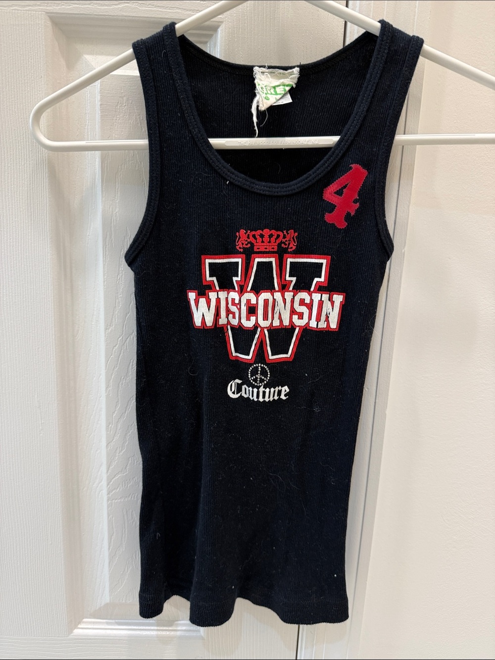 Black Tank with Red Wisconsin Applique